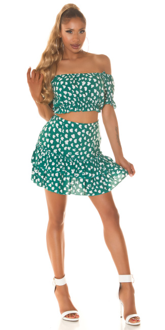 Matching Set: Latina Top + Highwaist Skirt Green